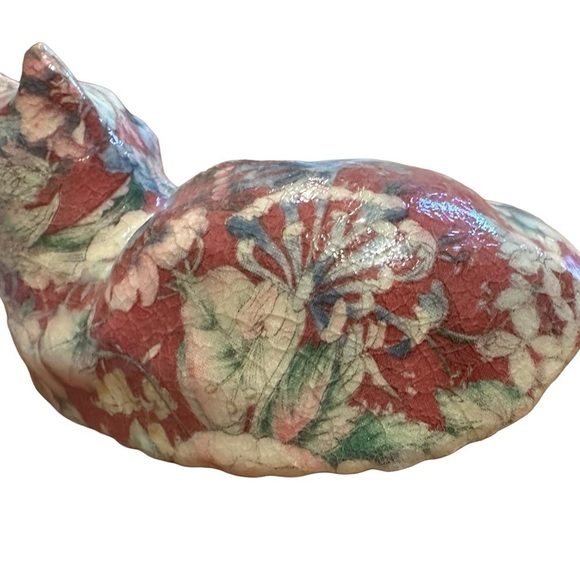 🥳 HOST PICK**Vintage Decoupage Cat Figurine-floral - Picture 4 of 8